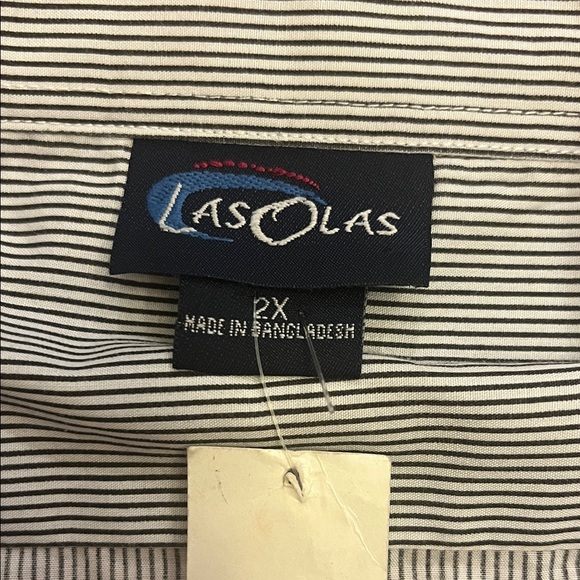 Striped Gray Button Down Shirt with Sunflower Embroidery - Picture 4 of 11